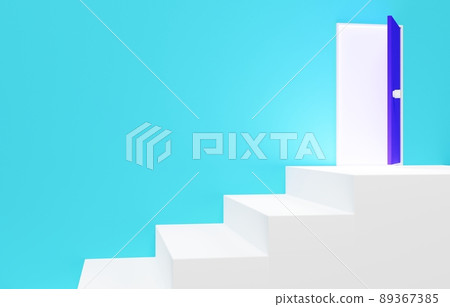 3D材質_簡單的樓梯和門 89367385