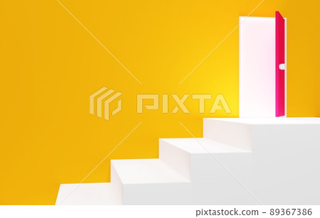 3D材質_簡單的樓梯和門 89367386