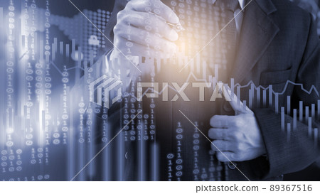 Stock market or forex trading graph and candlestick chart suitable for financial investment concept. Economy trends background for business idea and all art work design. Abstract finance background. 89367516