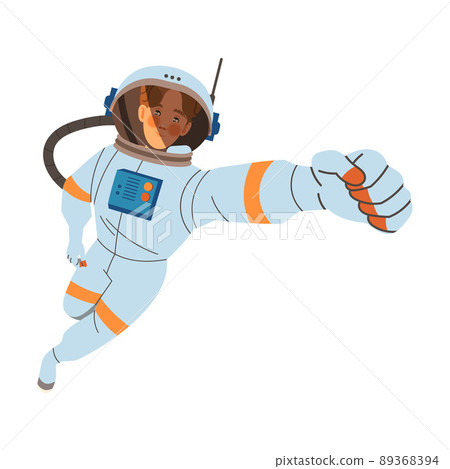 Man Astronaut Character in Outer Space in Spacesuit Flying in the Air Vector Illustration 89368394