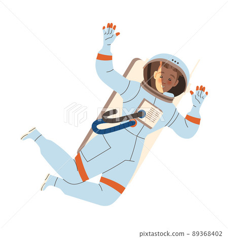 Man Astronaut Character in Outer Space in Spacesuit Flying in the Air Vector Illustration Man Astronaut Character in Outer Space in Spacesuit Flying in the Air Vector Illustration 89368402