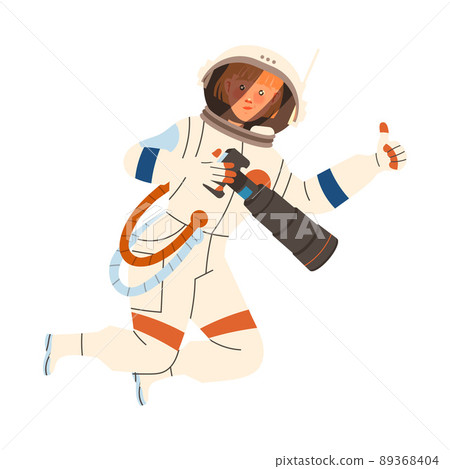 Woman Astronaut Character in Outer Space in Spacesuit with Telescope Flying in the Air Showing Thumb Up Vector Illustration Woman Astronaut Character in Outer Space in Spacesuit with Telescope Flying in the Air Showing Thumb Up Vector Illustration 89368404