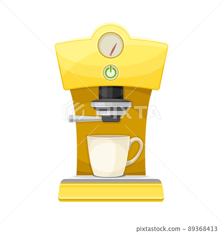 Coffee Brewing with Electric Drip Coffeemaker and Cup as Cafe Cooking Appliance Vector Illustration 89368413