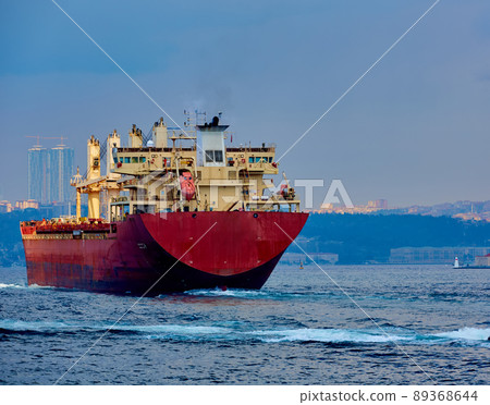 Large cargo ship in in Bosphorus Strait, Istanbul, Turkey 89368644