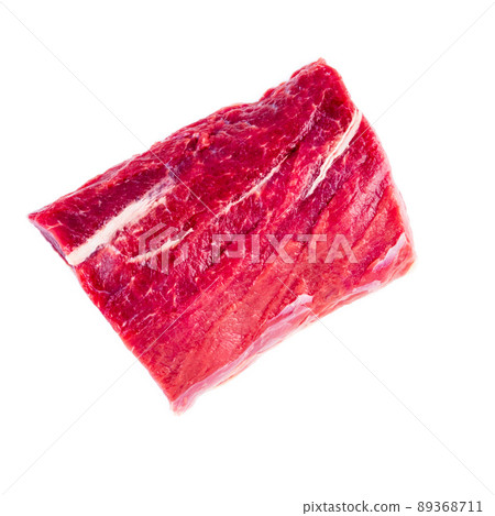 large piece of meat, raw beef fillet isolated on white background. Striploin, top view large piece of meat, raw beef fillet isolated on white background. Striploin, top view 89368711