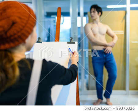 Young people studying art 89370326