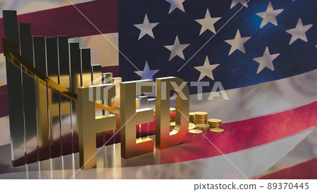 The gold text fed and chart on Usa flag background for business concept 3d rendering The gold text fed and chart on Usa flag background for business concept 3d rendering 89370445