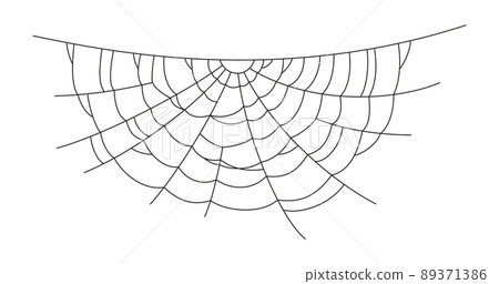 Scary spider web. Black cobweb silhouette isolated on white background. Doodle spideweb. Hand drawn cob web for Halloween party. Vector illustration Scary spider web. Black cobweb silhouette isolated on white background. Doodle spideweb. Hand drawn cob web for Halloween party. Vector illustration 89371386