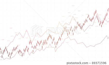 Abstract financial chart with uptrend line graph and world map on black and white color background. Business Candle stick graph chart of stock market investment trading, illustration. 89371596