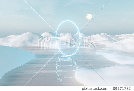 Abstract Winter landscape scene background. Surreal scene. 3d rendering. Abstract Winter landscape scene background. Surreal scene. 3d rendering. 89371782