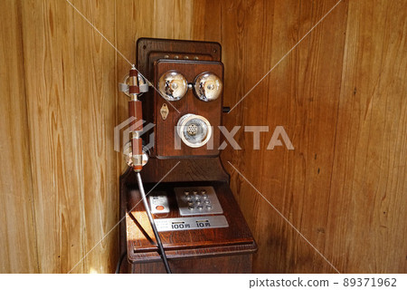 [Wooden retro public telephone] Antique telephone 89371962