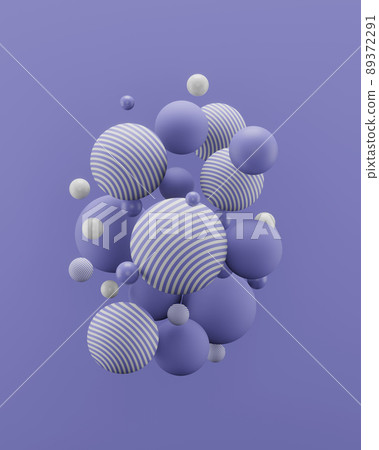 3d render of floating purple sphere, monochrome image, trendy color of the year 89372291