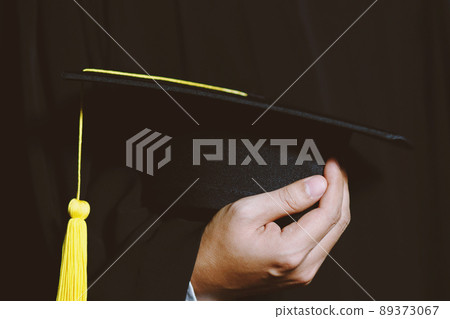 shot of graduation hats during commencement success graduates of the university, Concept education congratulation. Graduation Ceremony ,Congratulated the graduates in University. 89373067