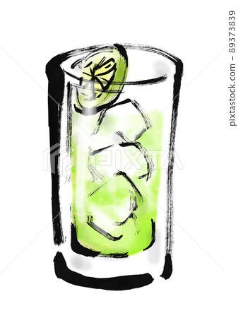 Hand-painted Japanese-style illustration of lime chuhai Hand-painted Japanese-style illustration of lime chuhai 89373839