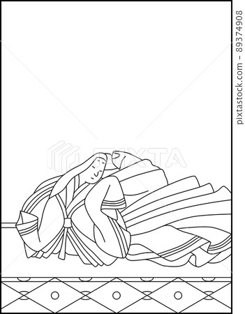 Line drawing Hyakunin Isshu No.058 Line drawing Hyakunin Isshu No.058 89374908
