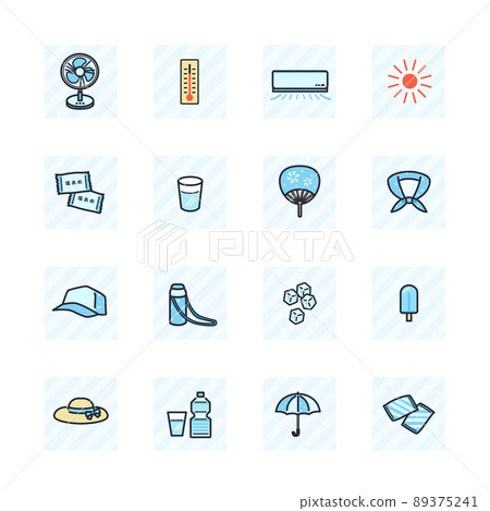 Heat stroke countermeasure icon set 89375241