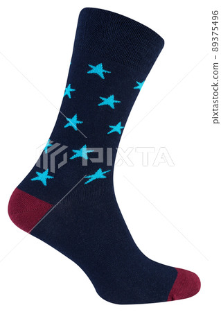 blue voluminous sock with cyan stars, on a white background blue voluminous sock with cyan stars, on a white background 89375496