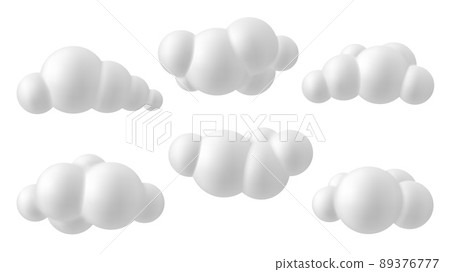 Set of white 3d clouds. Soft round fluffy clouds Set of white 3d clouds. Soft round fluffy clouds 89376777