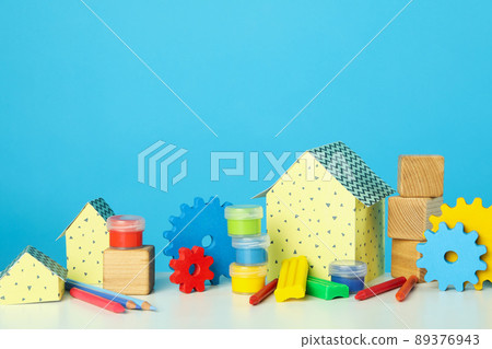 Concept of World Children's Day against blue background 89376943