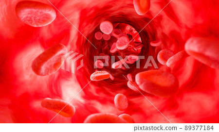 Red blood cells in artery. 3D rendering... - Stock Illustration ...