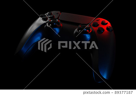 Wireless controller gamepad isolated on black background. 3D rendering illustration. Wireless controller gamepad isolated on black background. 3D rendering illustration. 89377187