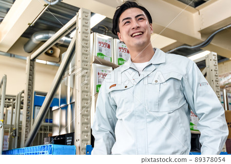 A man working at a distribution center A man working at a distribution center 89378054