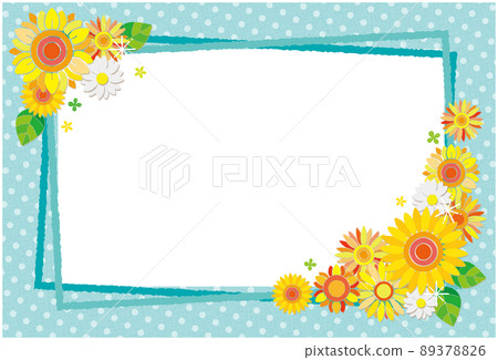 Sunflower Flower Frame Photo Frame Background Material Dot Pattern Rectangle Blue Sunflower Flower Frame Photo Frame Background Material Dot Pattern Rectangle Blue 89378826