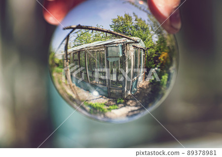 View of the old wooden frame greenhouse 89378981