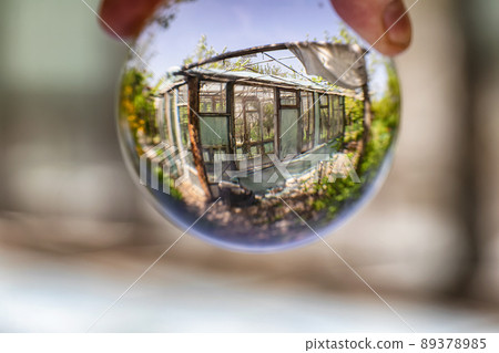 View of the old wooden frame greenhouse View of the old wooden frame greenhouse 89378985