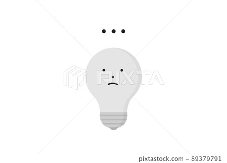 一個不亮的黑暗微型燈泡,一臉苦惱的思考-斷電/停電的圖片素材 一個不亮的黑暗微型燈泡,一臉苦惱的思考-斷電/停電的圖片素材 89379791