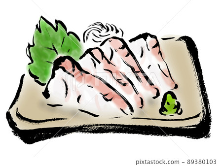 鯛魚刺身手繪日式插畫 鯛魚刺身手繪日式插畫 89380103