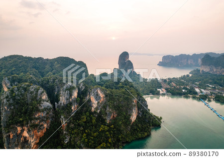 sea bay and rocky mountains in the evening sea bay and rocky mountains in the evening 89380170