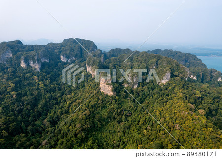 sea bay and rocky mountains in the evening 89380171