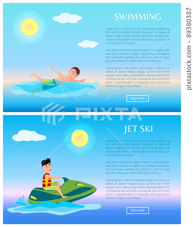 Swimming and Jet Ski, Rest on Sea, Summer Time 89380387