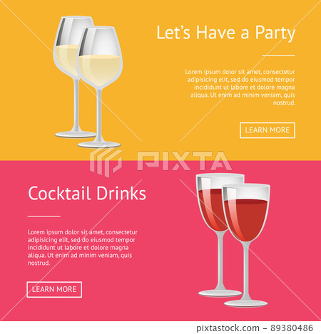 Lets Have Party Cocktail Drinks Set of Web Posters 89380486