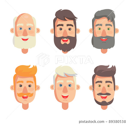 Grandfathers Face Collection Vector Illustration Grandfathers Face Collection Vector Illustration 89380538