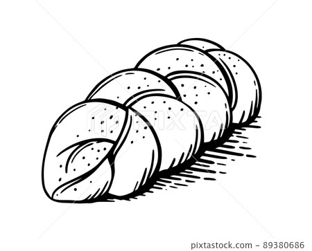 Bread basket is a hand-drawn bakery element Vector sketch of doodles. For cafe and bakery menus 89380686