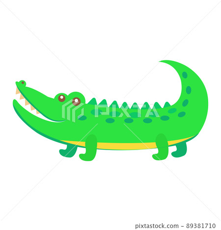 Cute Crocodile Cartoon Flat Vector Sticker or Icon 89381710