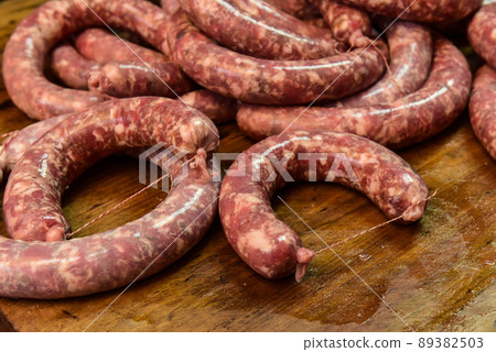 Grilled pig chorizo, La Pampa, Argentina 89382503