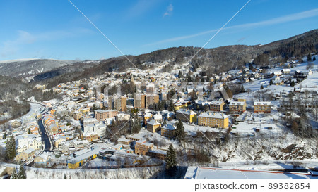 Aerial view of Tanvald on sunny winter day Aerial view of Tanvald on sunny winter day 89382854