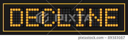 Orange color led in word decline on black background 89383087