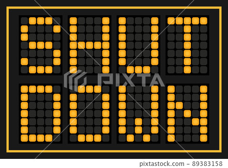 Orange color led in word shut down on black background 89383158