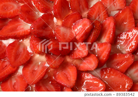 Delicious strawberry tart all over background, close up 89383542