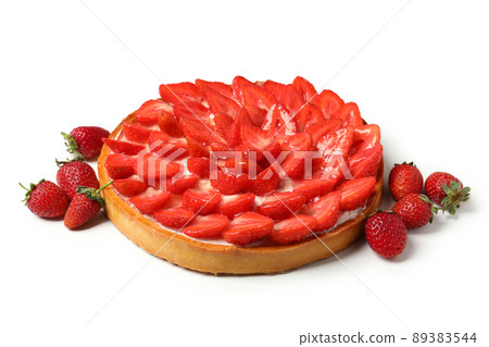 Delicious strawberry pie isolated on white background Delicious strawberry pie isolated on white background 89383544