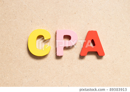 Color alphabet letter in word CPA (Abbreviation of Cost per click or Certified public accountant) on wood background Color alphabet letter in word CPA (Abbreviation of Cost per click or Certified public accountant) on wood background 89383913