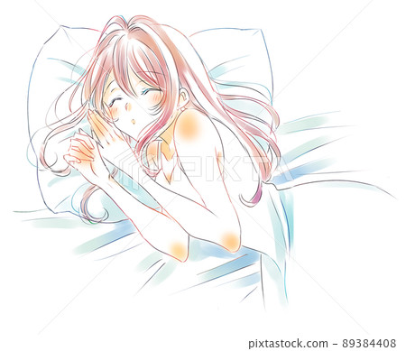 Woman who sleeps comfortably Woman who sleeps comfortably 89384408