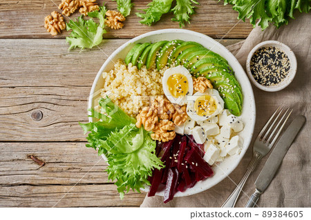 Buddha bowl, balanced food, vegetarian menu. Buddha bowl, balanced food, vegetarian menu. 89384605
