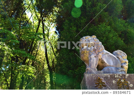 熊本,春天上色見熊野座神社的守護犬 熊本,春天上色見熊野座神社的守護犬 89384671