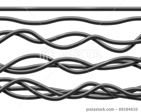 Black realistic electrical cables collection Black realistic electrical cables collection 89384810