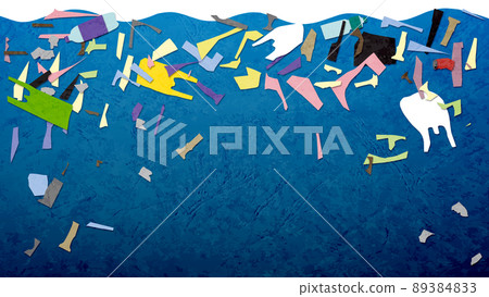 Marine debris floating in the water Paper craft Marine debris floating in the water Paper craft 89384833